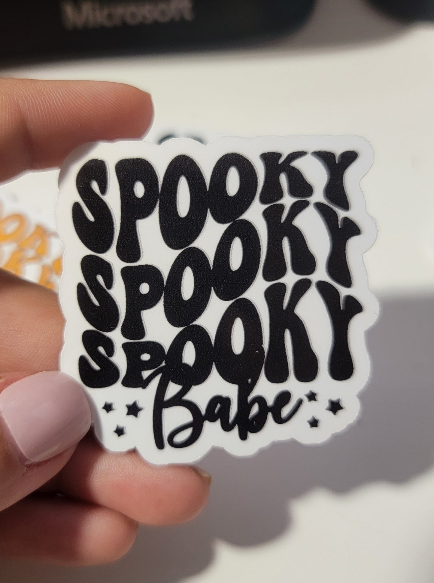 Spooky spooky spooky babe sticker